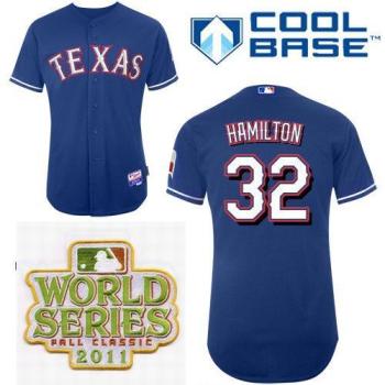 Cheap Texas Rangers 32 Josh Hamilton Blue 2011 World Series Fall Classic MLB Jerseys For Sale