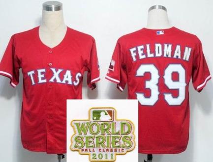 Cheap Texas Rangers 39 Scott Feldman Red 2011 World Series Fall Classic MLB Jerseys For Sale