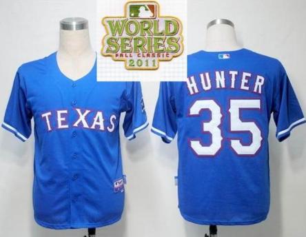 Cheap Texas Rangers 35 Tommy Hunter Blue 2011 World Series Fall Classic MLB Jerseys For Sale