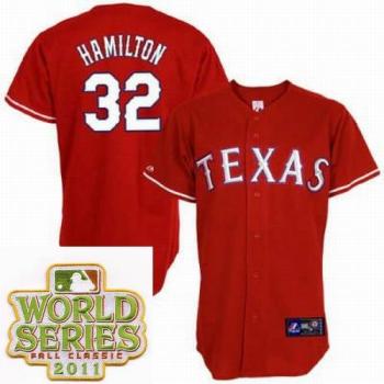 Cheap Texas Rangers 32 Josh Hamilton Red 2011 World Series Fall Classic MLB Jerseys For Sale