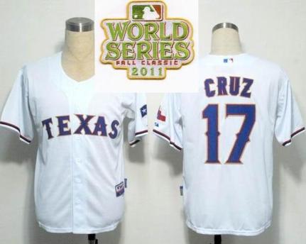 Cheap Texas Rangers 17 Nelson Cruz White 2011 World Series Fall Classic MLB Jerseys For Sale
