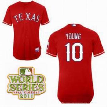 Cheap Texas Rangers 10 Michael Young Red 2011 World Series Fall Classic MLB Jerseys For Sale