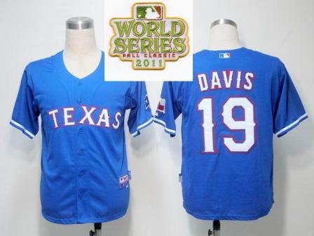 Cheap Texas Rangers 19 Chris Davis Blue 2011 World Series Fall Classic MLB Jerseys For Sale