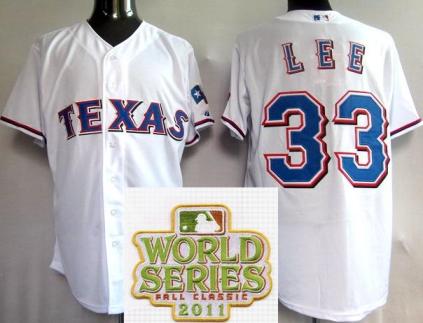 Cheap Texas Rangers 33 Cliff Lee White 2011 World Series Fall Classic MLB Jerseys For Sale