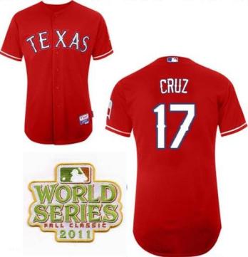 Cheap Texas Rangers 17 Nelson Cruz Red 2011 World Series Fall Classic MLB Jerseys For Sale