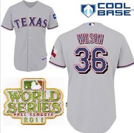 Cheap Texas Rangers 36 Wilson Grey 2011 World Series Fall Classic MLB Jerseys For Sale