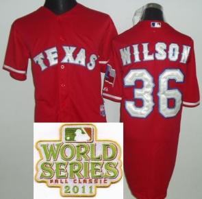 Cheap Texas Rangers 36 Wilson Red 2011 World Series Fall Classic MLB Jerseys For Sale