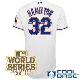 Cheap Texas Rangers 32 Josh Hamilton 2011 World Series Fall Classic White Jersey For Sale
