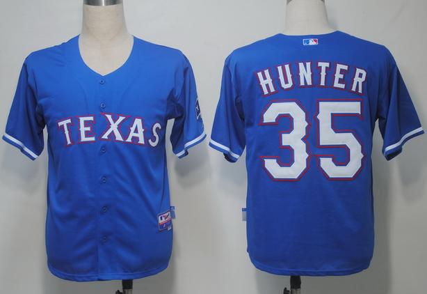 Texas Rangers 35 Hunter Blue Cool Base MLB Jerseys