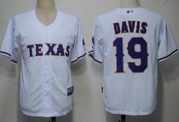 Texas Rangers 19 Davis white Cool Base MLB Jersey