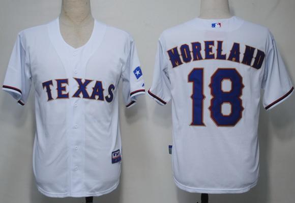 Cheap Texas Rangers 18 Moreland white Cool Base MLB Jersey For Sale