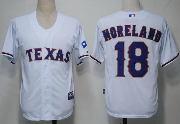 Texas Rangers 18 Moreland white Cool Base MLB Jersey
