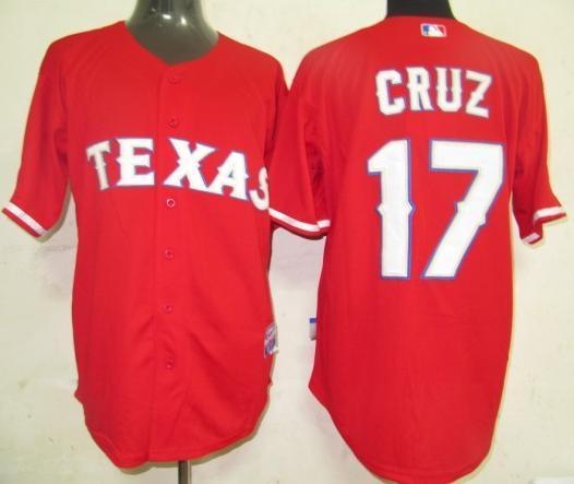 Cheap Texas Rangers 17 Cruz Red MLB Jersey For Sale