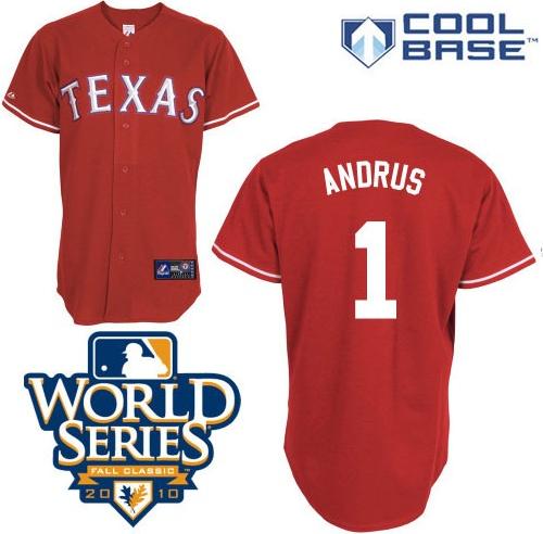 Cheap Texas Rangers 1 Elvis Andrus 2010 World Series Patch Red Jersey For Sale