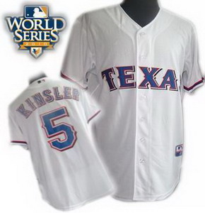 Cheap Texas Rangers 5 Ian Kinsler 2010 World Series Patch jerseys white For Sale