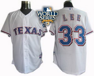 Cheap Texas Rangers 33 Cliff Lee 2010 World Series Patch Jersey white For Sale