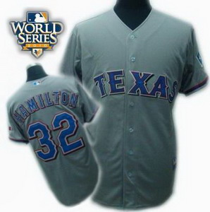 Cheap Texas Rangers 32 Josh Hamilton 2010 World Series Patch jerseys gray For Sale
