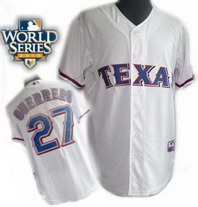 Cheap Texas Rangers 27 Vladimir Guerrero Home 2010 World Series Patch white For Sale