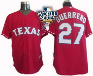 Cheap Texas Rangers 27 Vladimir Guerrero 2010 World Series Patch Jersey red For Sale