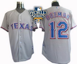 Cheap Texas Rangers 12 Cristian Guzman 2010 World Series Patch Jersey Gray For Sale