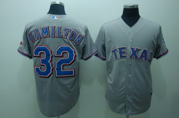 Texas Rangers 32 Josh Hamilton Grey Jerseys