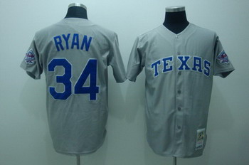 Cheap Texas Rangers 34 Nolan ryan grey jerseys Mitchell and ness For Sale