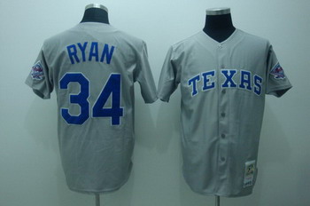 Texas Rangers 34 Nolan ryan grey jerseys Mitchell and ness