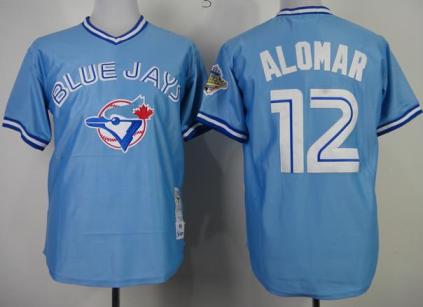 Toronto Blue Jays 12 Roberto Alomar Blue 1993 M&N Throwback MLB Jerseys