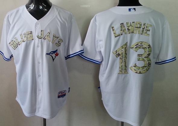 Cheap Toronto Blue Jays 13 Brett Lawrie White 2013 USMC Cool Base Camo Number Jersey For Sale