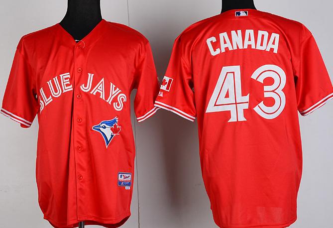 Cheap Toronto Blue Jays 43# DICKEY Canada Day Red MLB Jerseys For Sale