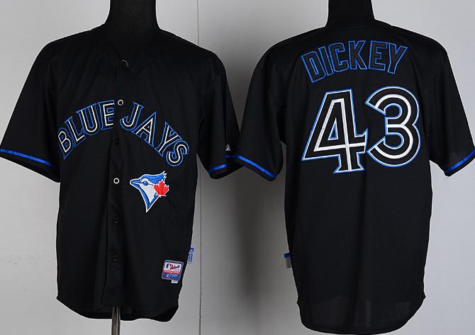 Cheap Toronto Blue Jays 43# DICKEY Black Fashion MLB Jersey For Sale