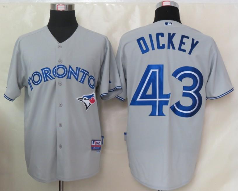 Cheap Toronto Blue Jays 43# DICKEY Grey Cool Base MLB Jersey For Sale