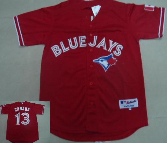 Toronto Blue Jays 13 Lawrie Canada Red MLB Jerseys
