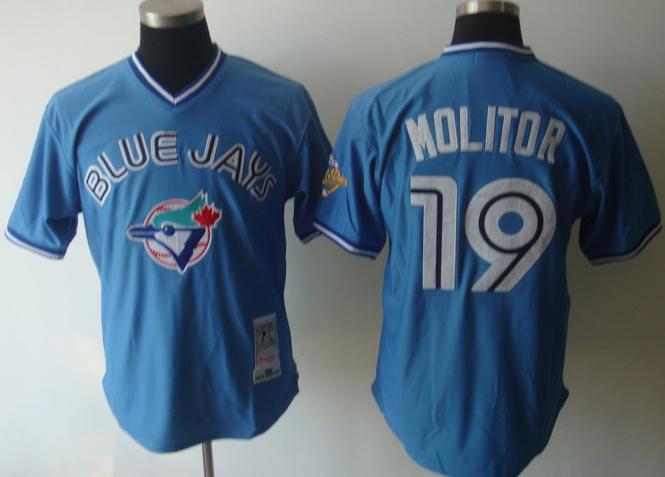 Cheap Toronto Blue Jays 19 MOLITOR Blue M&N MLB Jersey For Sale