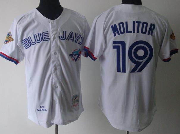 Cheap Toronto Blue Jays 19 MOLITOR White M&N Jersey For Sale