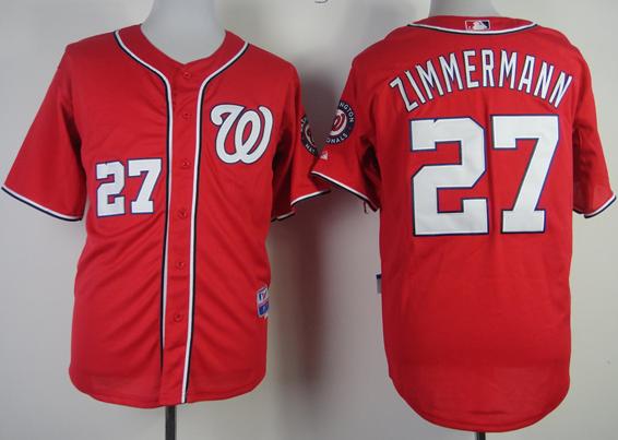 Cheap Washington Nationals 27 Jordan Zimmermann Red Cool Base MLB Jersey For Sale