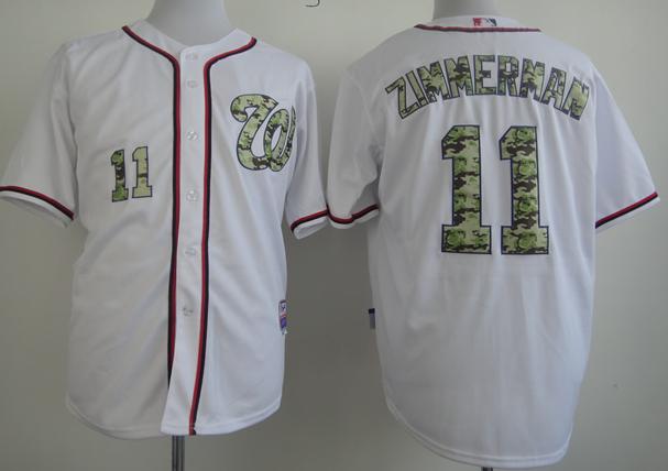 Cheap Washington Nationals 11 Zimmerman White 2013 USMC Cool Base Camo Number Jersey For Sale
