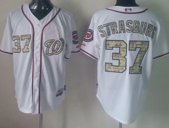 Cheap Washington Nationals 37 Stephen Strasburg White MLB Jerseys Camo Number For Sale