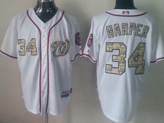 Cheap Washington Nationals 34 Bryce Harper White MLB Jerseys Camo Number For Sale