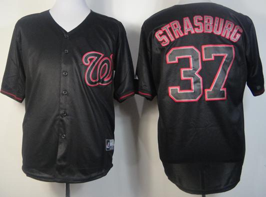 Cheap Washington Nationals 37 Stephen Strasburg Black Fashion MLB Jerseys For Sale