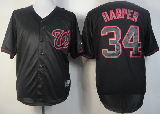 Cheap Washington Nationals 34 Bryce Harper Black Fashion MLB Jerseys For Sale