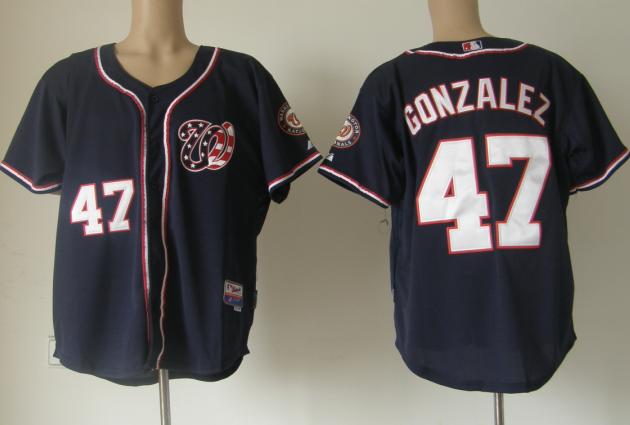 Cheap Washington Nationals 47 Gio Gonzalez Blue MLB Baseball Jerseys For Sale