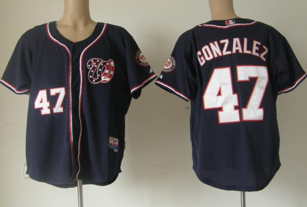Washington Nationals 47 Gio Gonzalez Blue MLB Baseball Jerseys