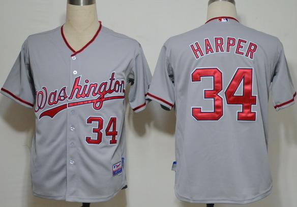 Cheap Washington Nationals 34 Harper Grey Cool Base MLB Jerseys For Sale