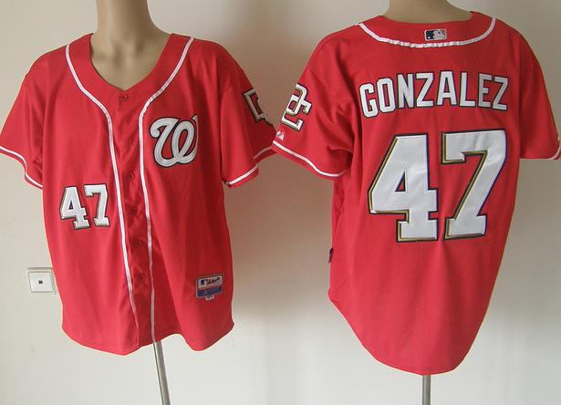 Washington Nationals 47 Gio Gonzalez Red MLB Jerseys