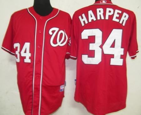 Cheap Washington Nationals 34 Harper Red MLB Jersey For Sale