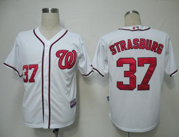 Washington Nationals 37 Strasburg White Cool Base MLB Jersey