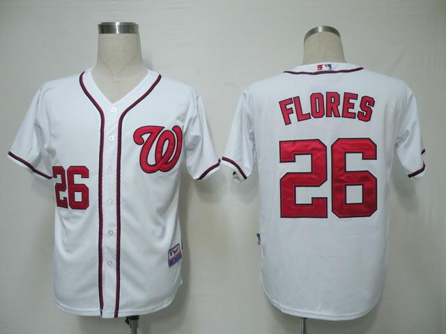 Washington Nationals 26 Flores White Cool Base MLB Jersey