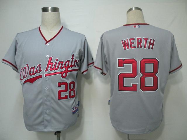 Washington Nationals 28 Werth Grey Cool Base MLB Jersey