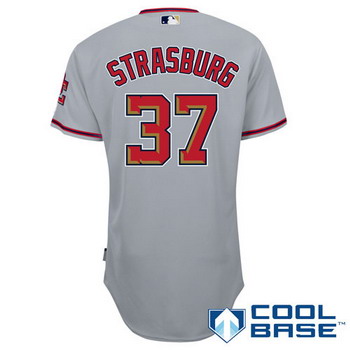 Cheap Washington Nationals 37 Stephen Strasburg Grey Jerseys Coolbase For Sale